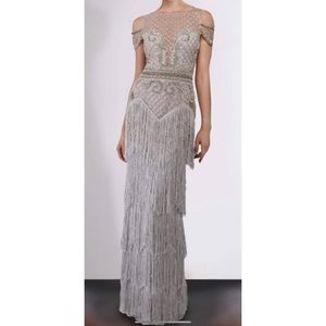 Embellished fringe gown